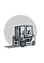 Electric forklift and VNA truck moving pallets in a modern warehouse for efficient material handling.